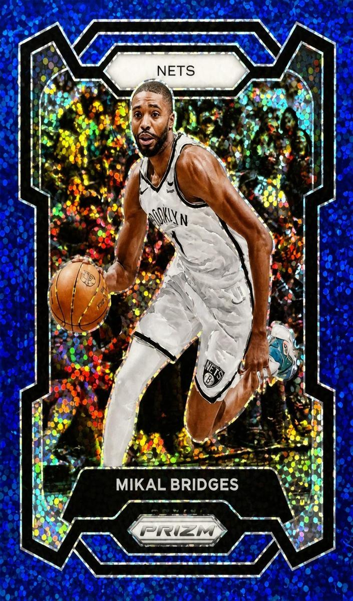 2023 Panini Prizm Basketball Blue Sparkle Mikal Bridges #46