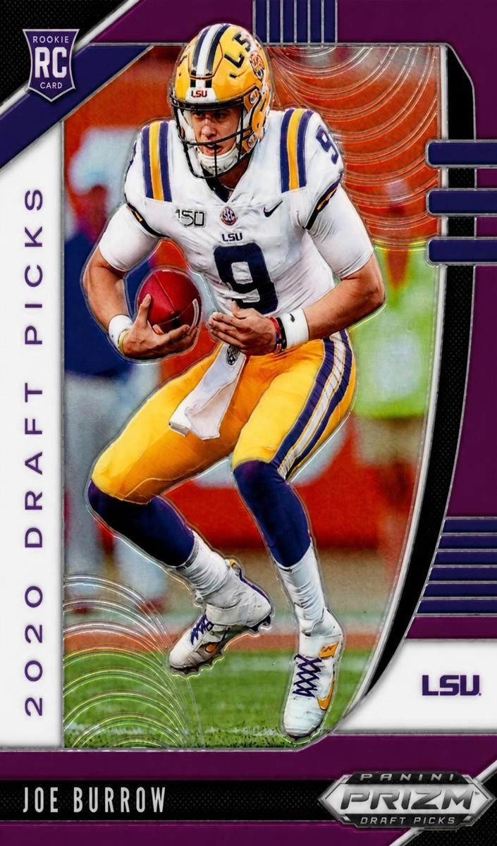 2020 Panini Prizm Draft Picks Football Purple Joe Burrow #105 PSA 9