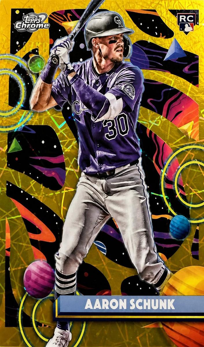 2025 Topps Cosmic Chrome Baseball Gold Interstellar Refractor Aaron Schunk #172