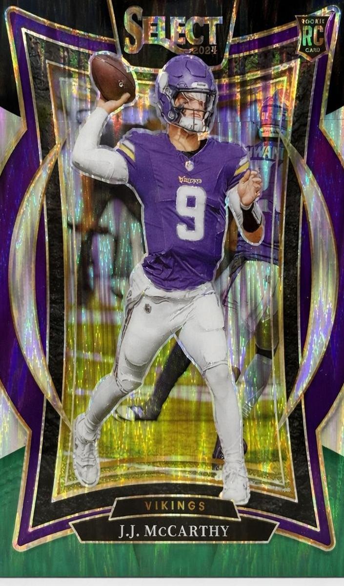 2024 Panini Select Football Black and Orange Shock J.J. McCarthy #24 PSA 8