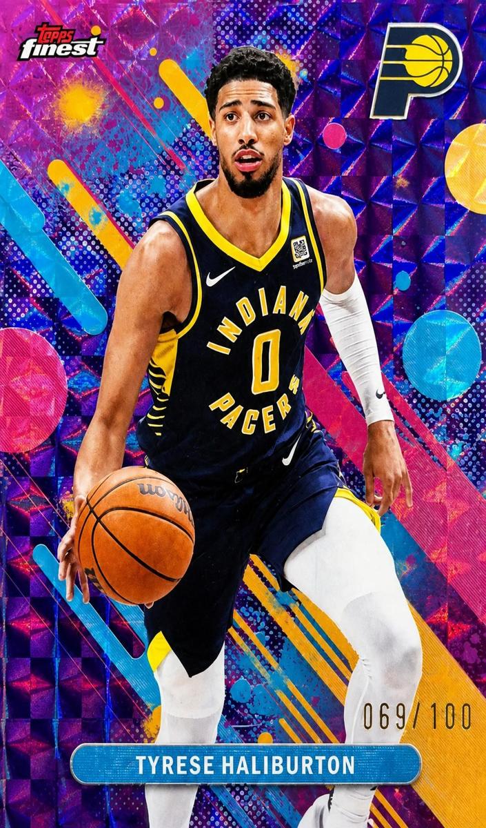 2025 Topps Finest Basketball Purple Geometric Refractor Tyrese Haliburton #40