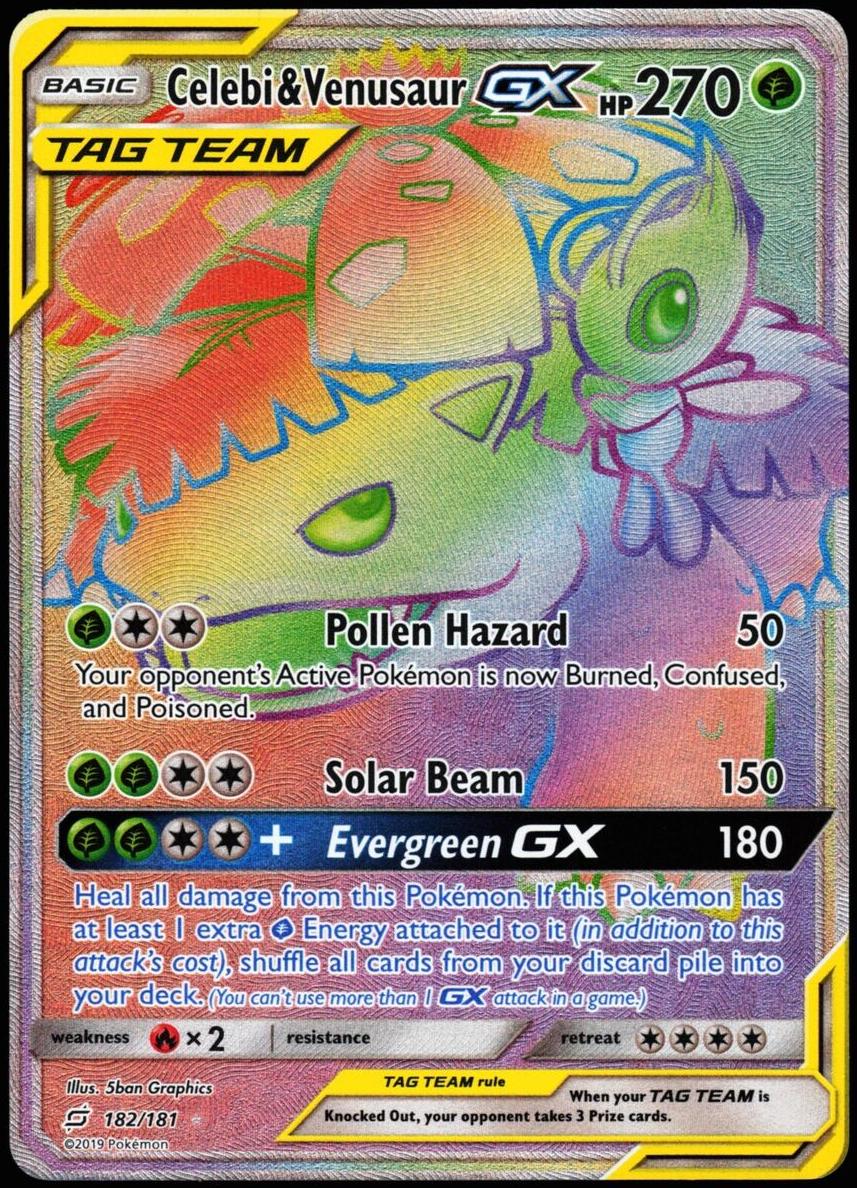 2019 Pokemon Sun & Moon Team Up Celebi & Venusaur #182 PSA 10