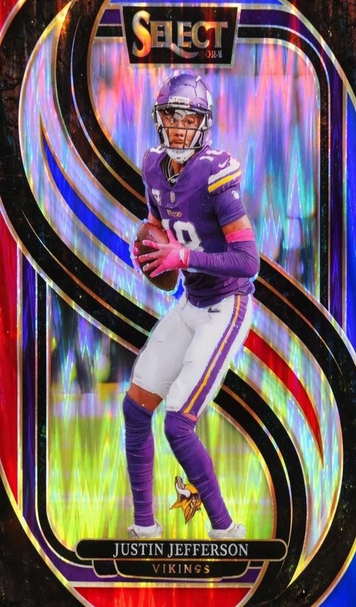 2024 Panini Select Football Red and Blue Shock Justin Jefferson #174