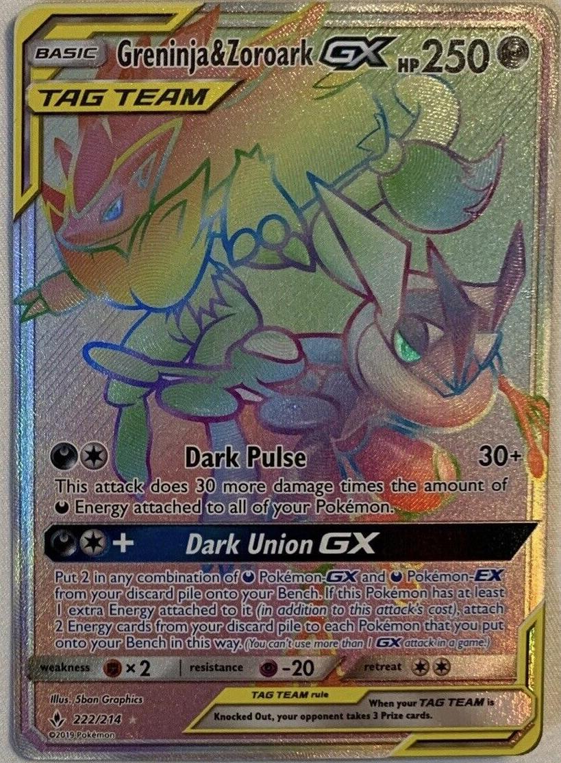 2019 Pokemon Sun & Moon Unbroken Bonds Greninja & Zoroark #222 PSA 9