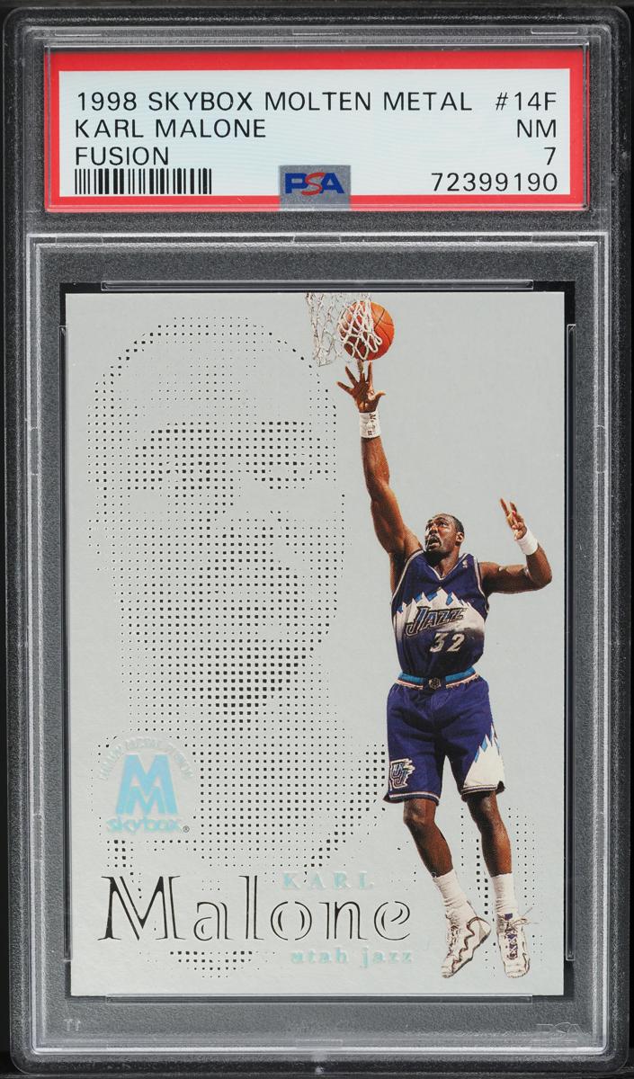 1998 Skybox Molten Metal Basketball Karl Malone #14 PSA 7.5