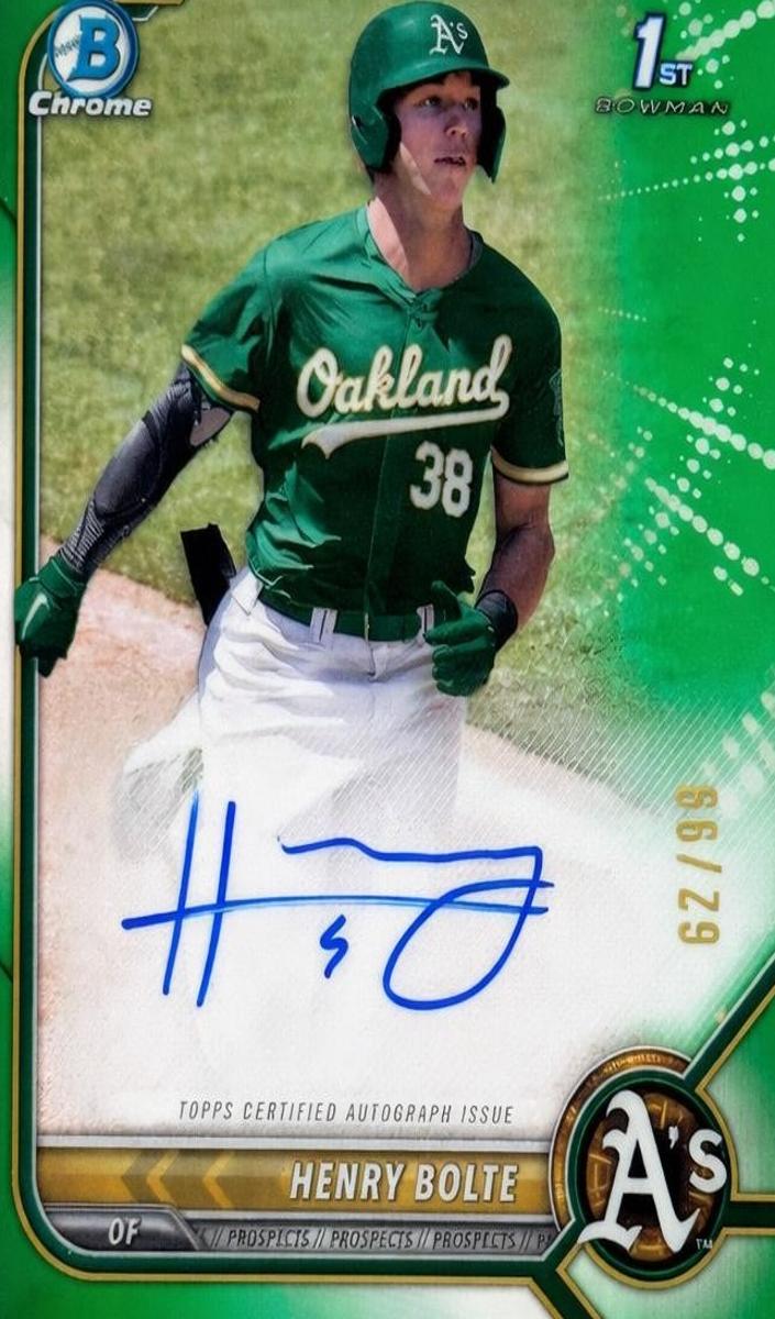 2022 Bowman Draft Baseball Green Henry Bolte #CDA-HB PSA 9