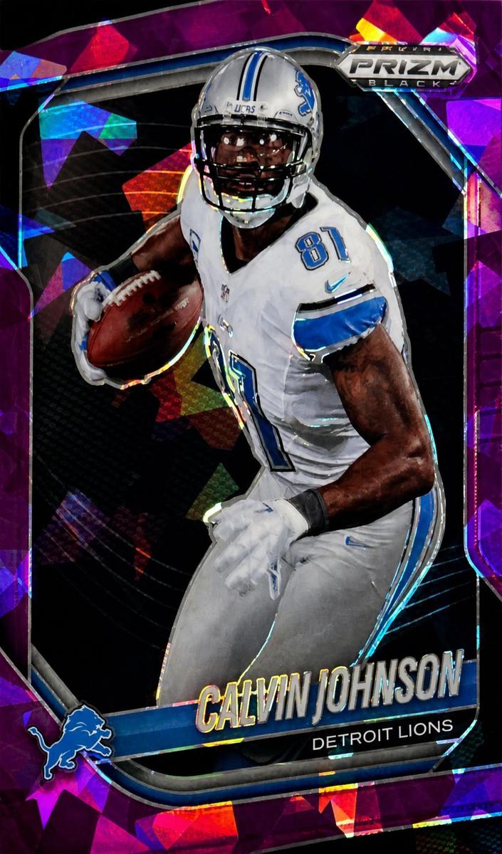 2025 Panini Prizm Black Football Purple Ice Calvin Johnson #56