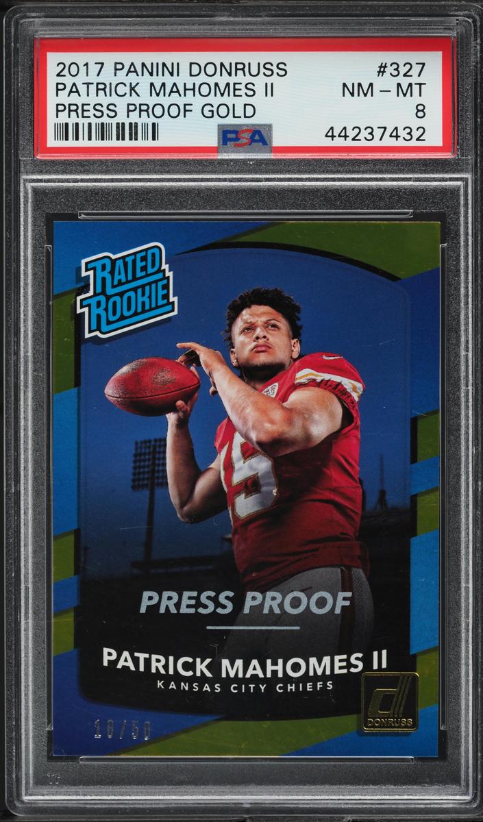 2017 Panini Donruss Football Press Proof Gold Patrick Mahomes II #327 BGS 9