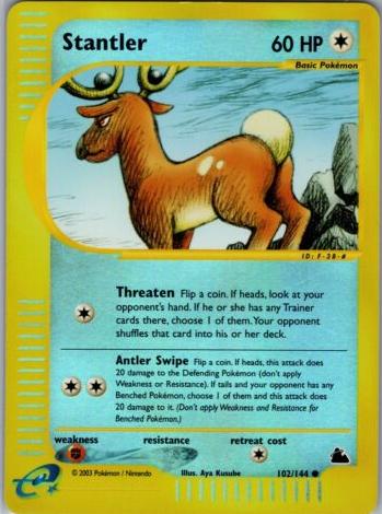 2003 Pokemon Skyridge Reverse Foil Stantler #102