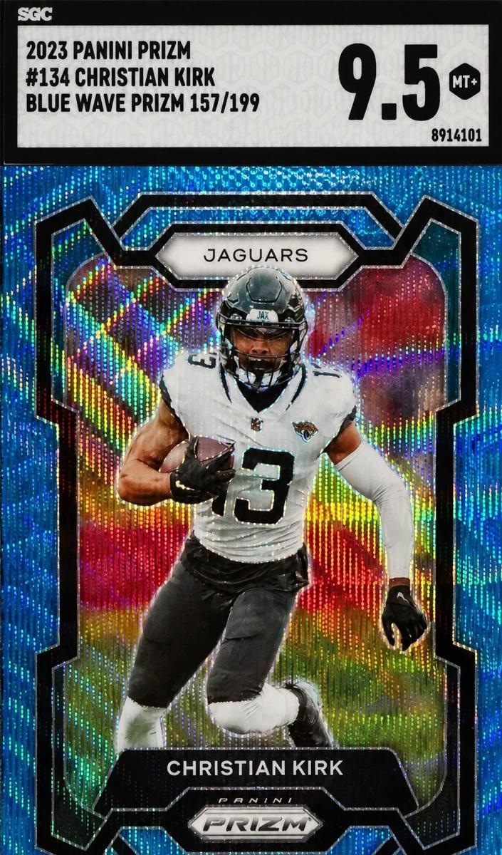 2023 Panini Prizm Football Blue Wave Christian Kirk #134 PSA 9