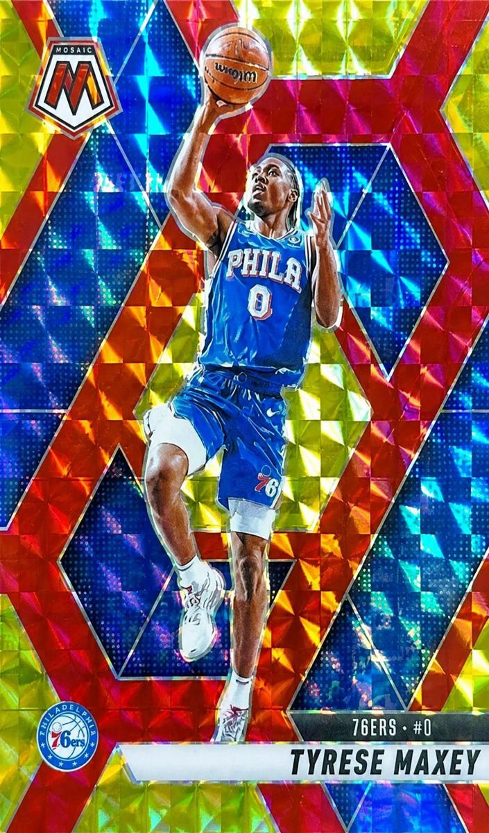 2024 Panini Mosaic Basketball Choice Fusion Red and Yellow Tyrese Maxey #23