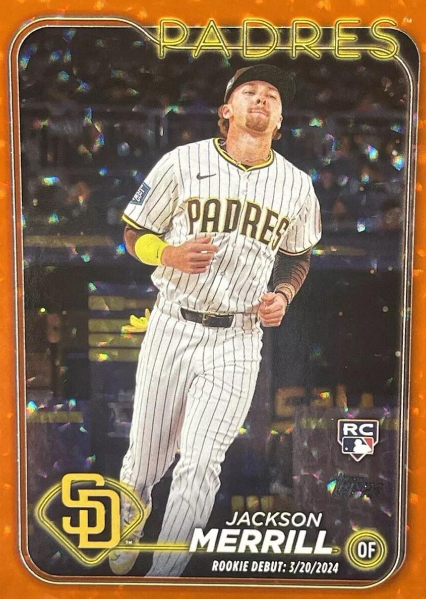 2024 Topps Update Baseball Orange Crackle Foilboard Jackson Merrill #US169 PSA 9