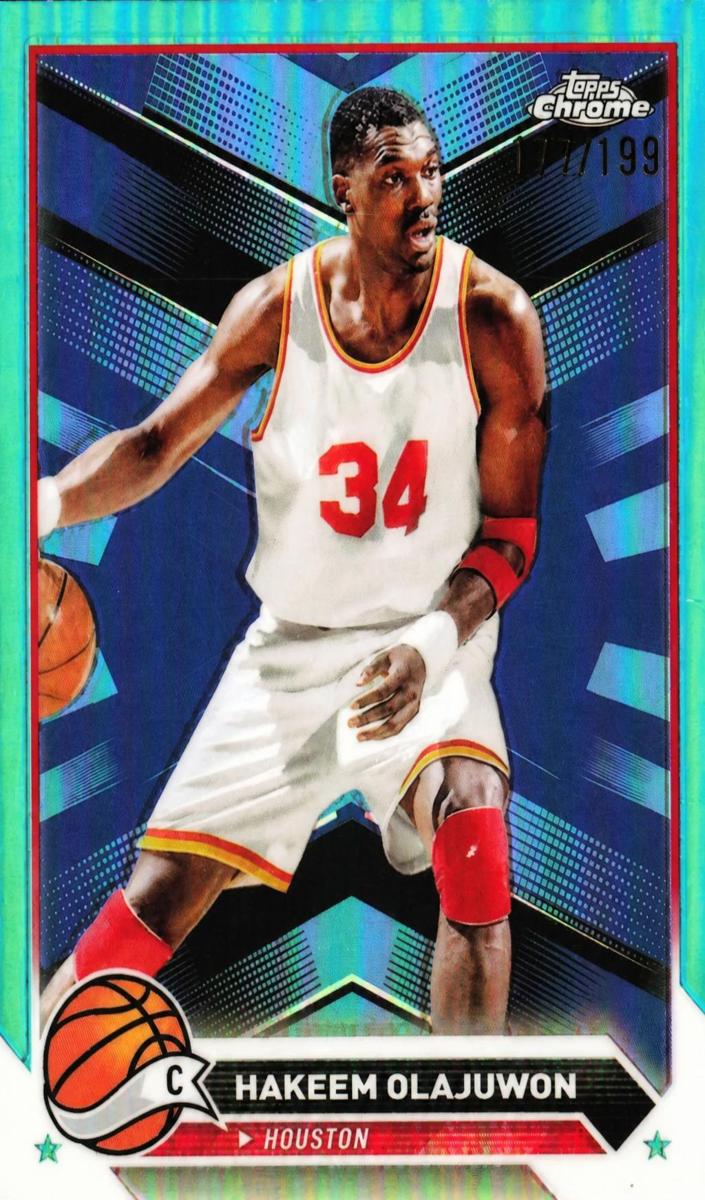 2023 Topps Chrome Basketball Aqua Refractor Hakeem Olajuwon #52