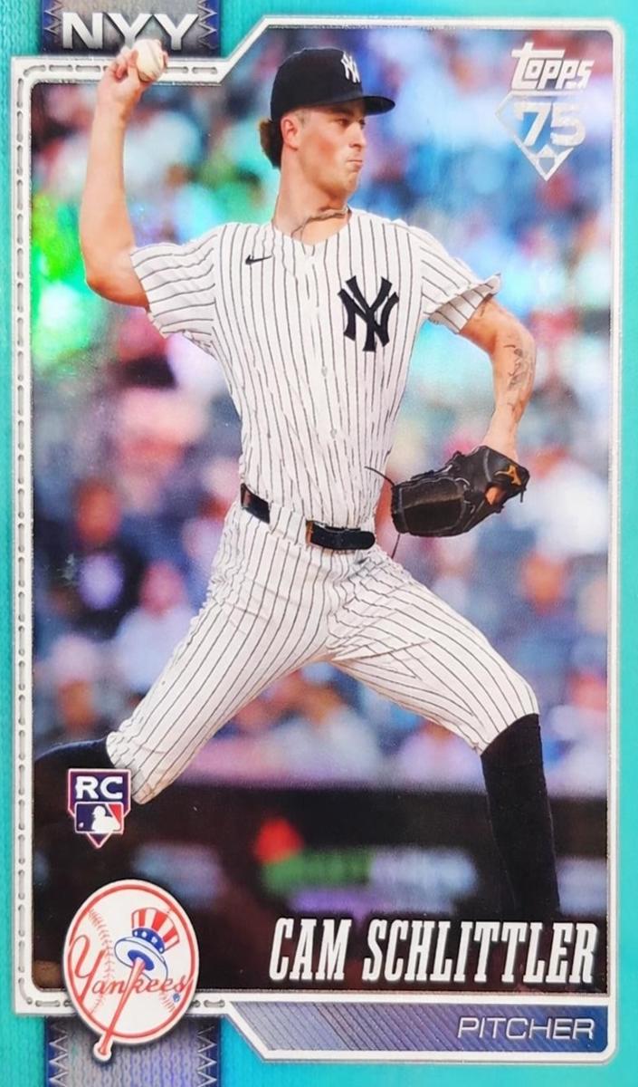 2026 Topps Baseball Aqua Rainbow Foil Cam Schlittler #111 PSA 9