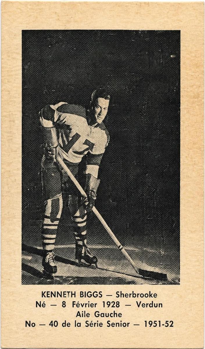 1951 Laval Dairy QSHL Hockey Kenneth Biggs #40