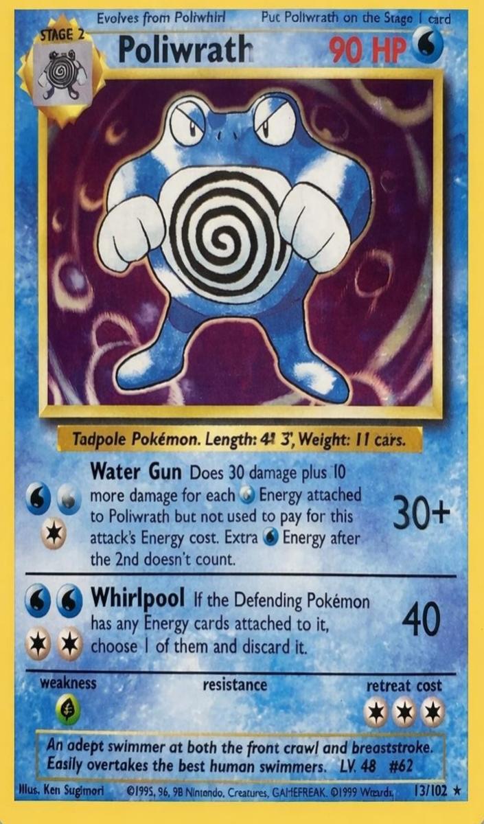 1999 Pokemon Base Set Shadowless Poliwrath #13 PSA 9