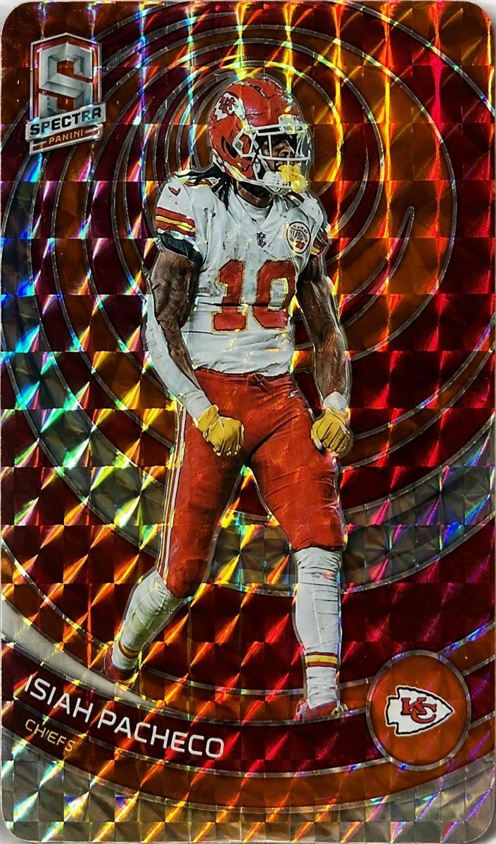 2023 Panini Spectra Football Neon Orange Die Cut Isiah Pacheco #42 PSA 10