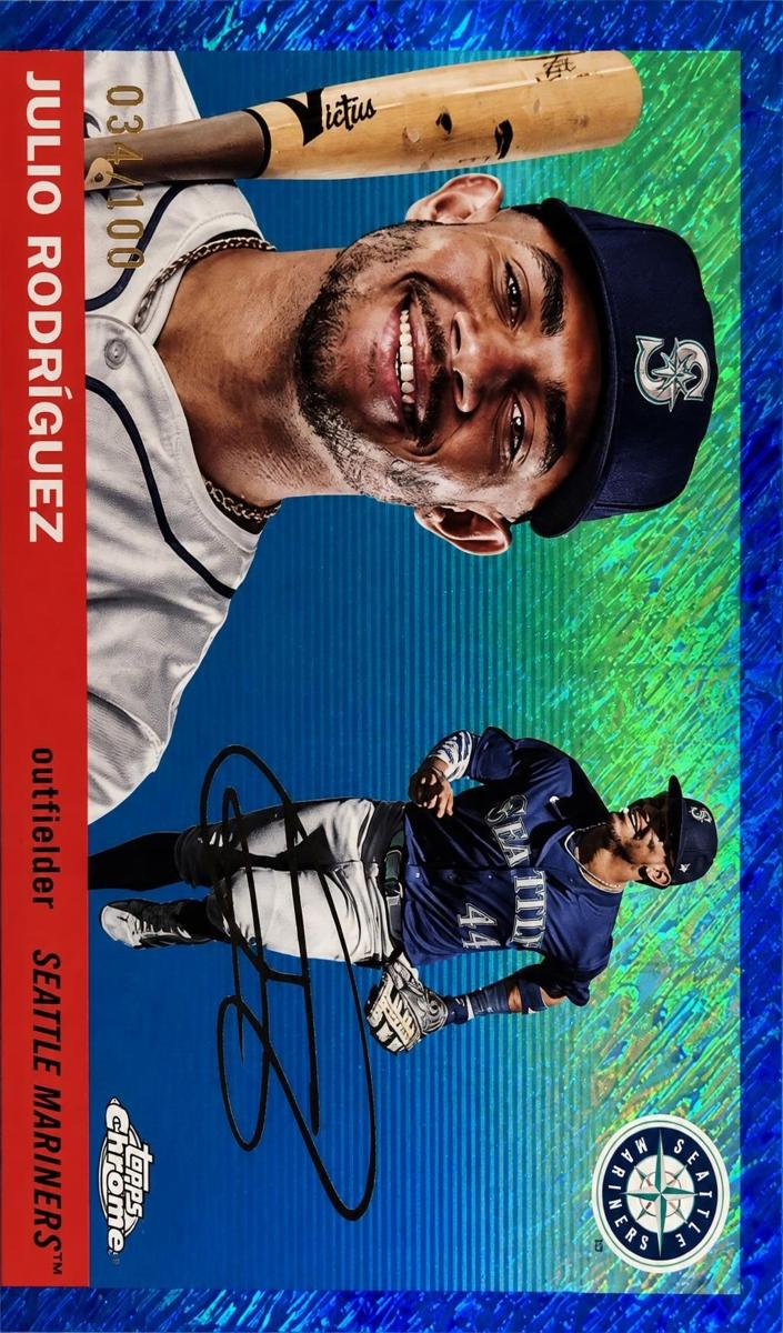2025 Topps Chrome Platinum Baseball Blue Lava Refractor Julio Rodriguez #179