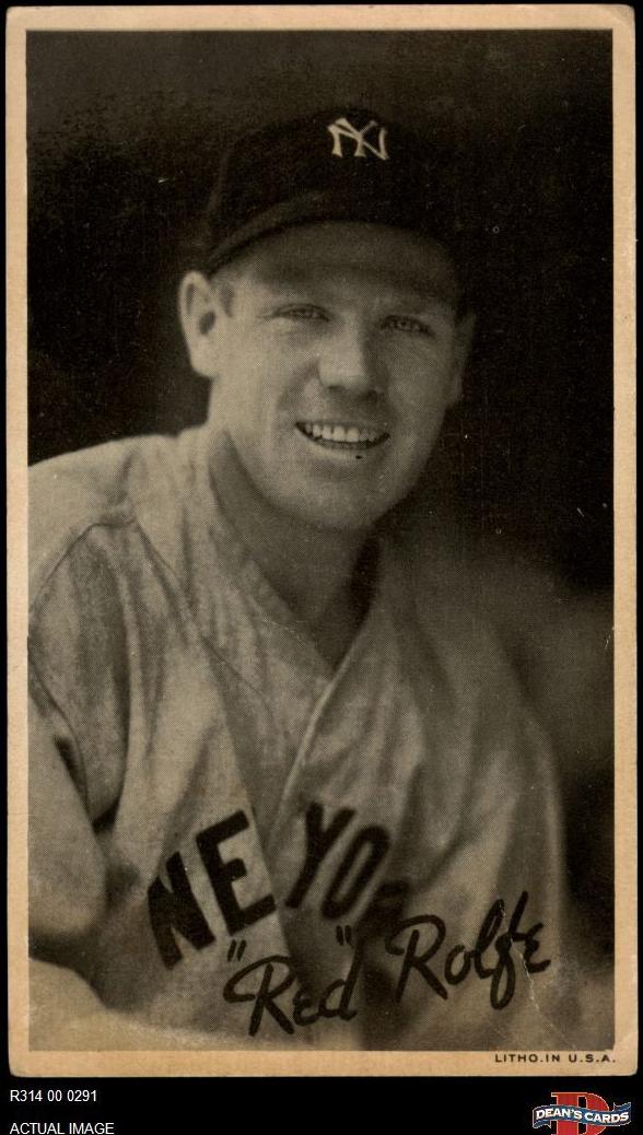 1936 Goudey Wide Pen Premiums R314 Type 1 Baseball Red Rolfe #NNO