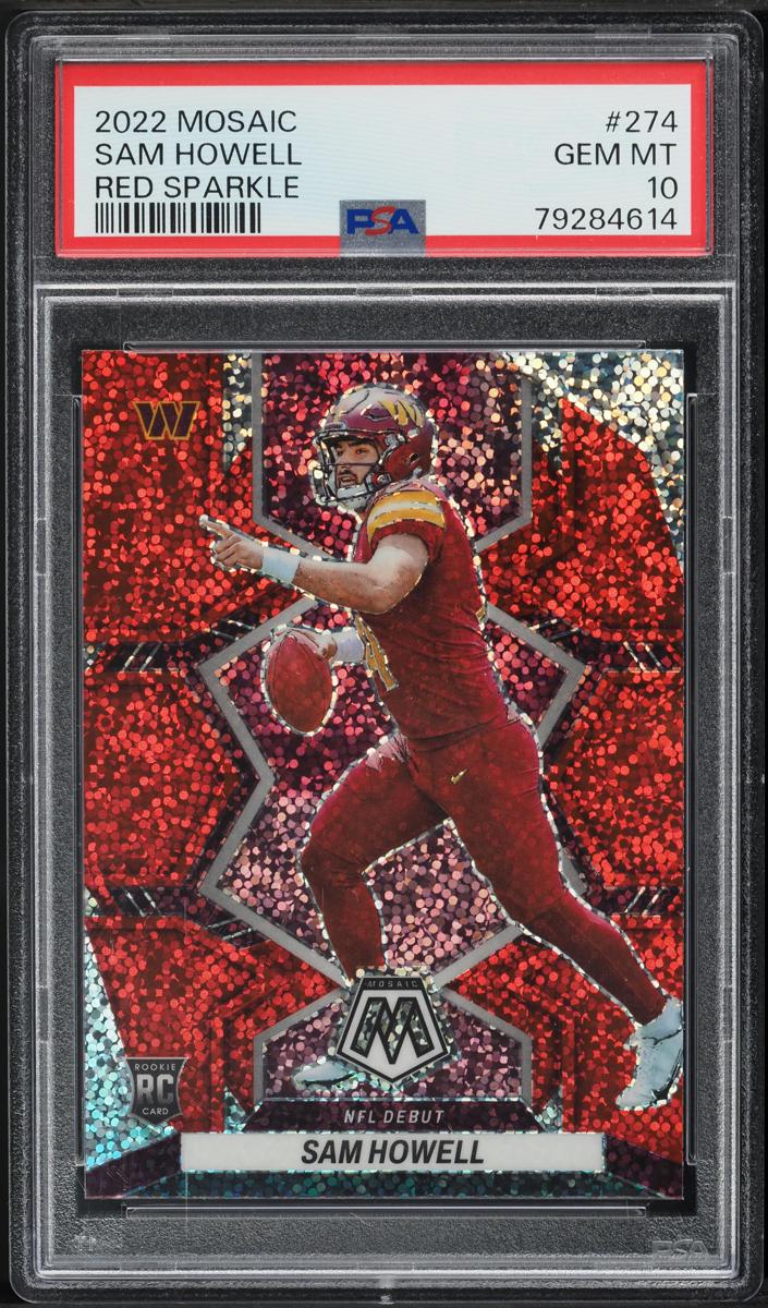 2022 Panini Mosaic Football Red Sparkle Sam Howell #274 PSA 9