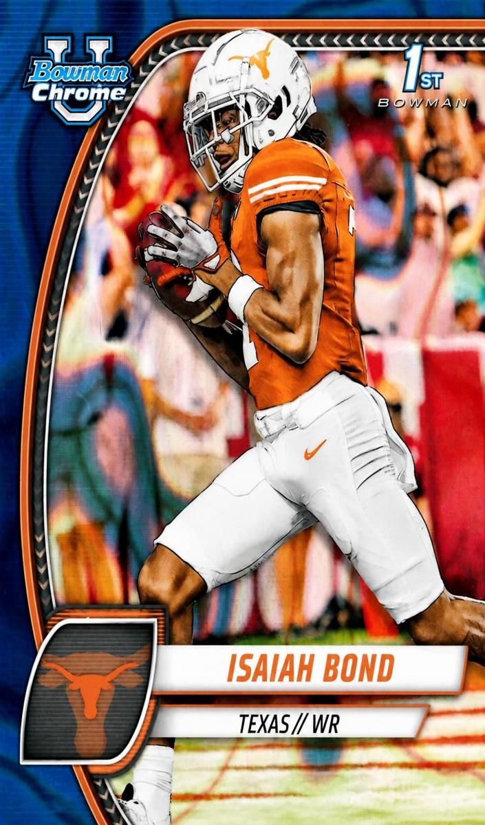2024 Bowman Chrome University Football Teal Lava Refractor Isaiah Bond #60 PSA 10