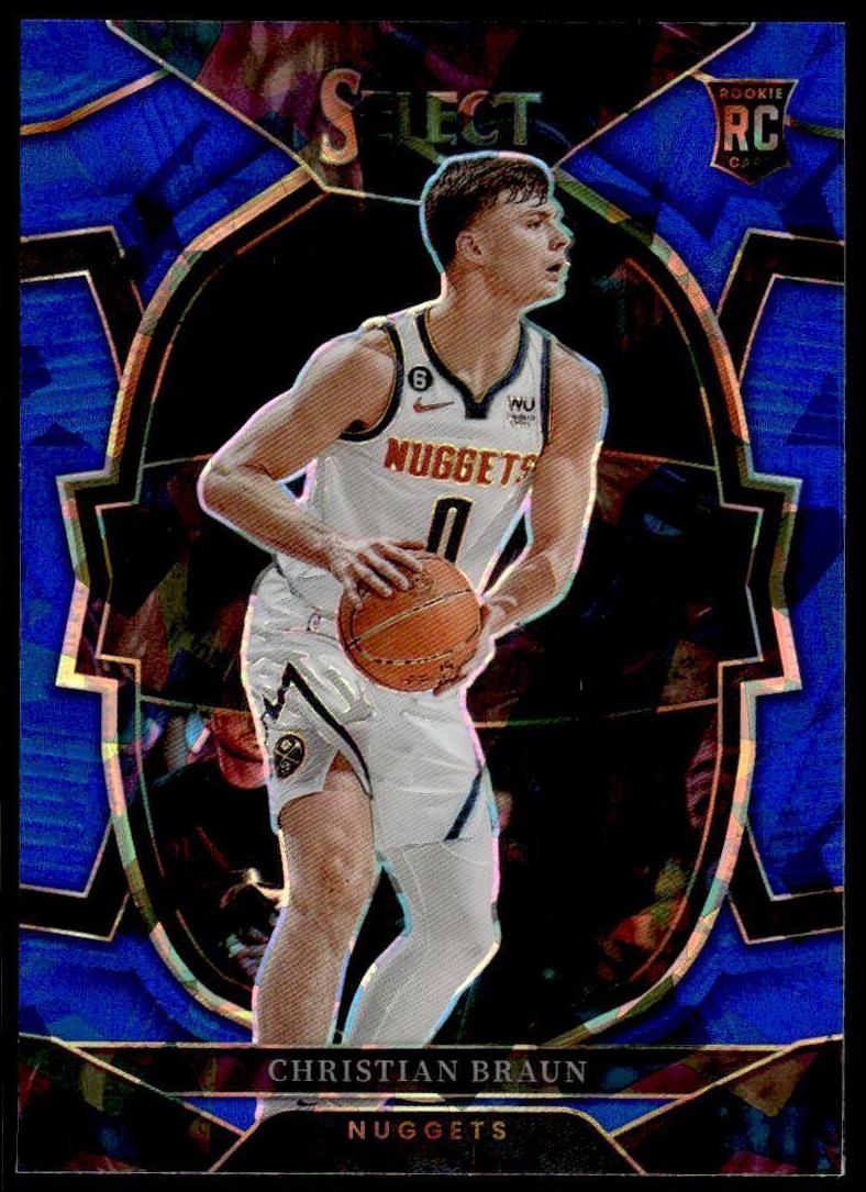 2022 Panini Select Basketball Blue Cracked Ice Christian Braun #85
