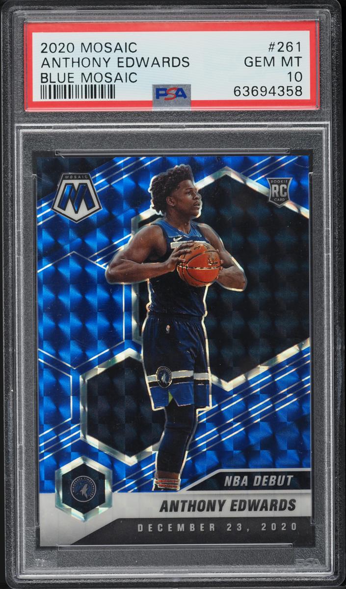 2020 Panini Mosaic Basketball Blue Anthony Edwards #261 PSA 10