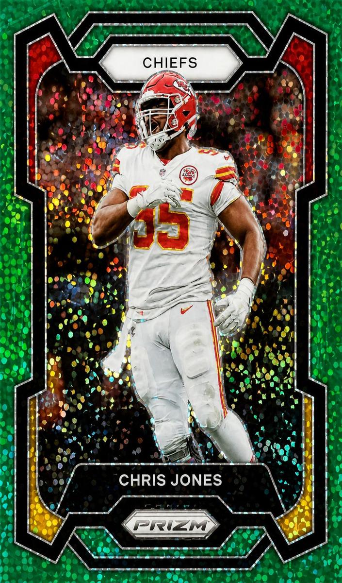 2023 Panini Prizm Football Green Sparkle Chris Jones #142