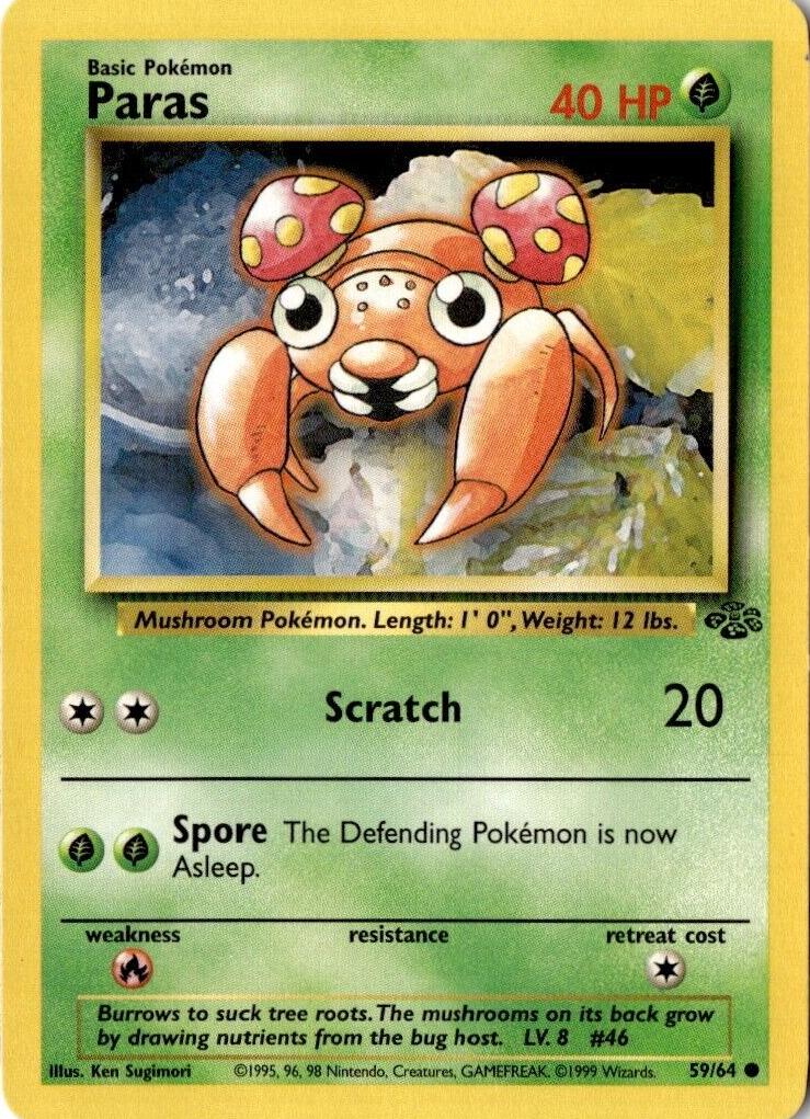 1999 Pokemon Jungle Paras #59 PSA 9