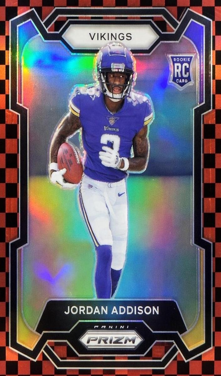 2023 Panini Prizm Football Black and Red Checker Jordan Addison #368 PSA 8.5