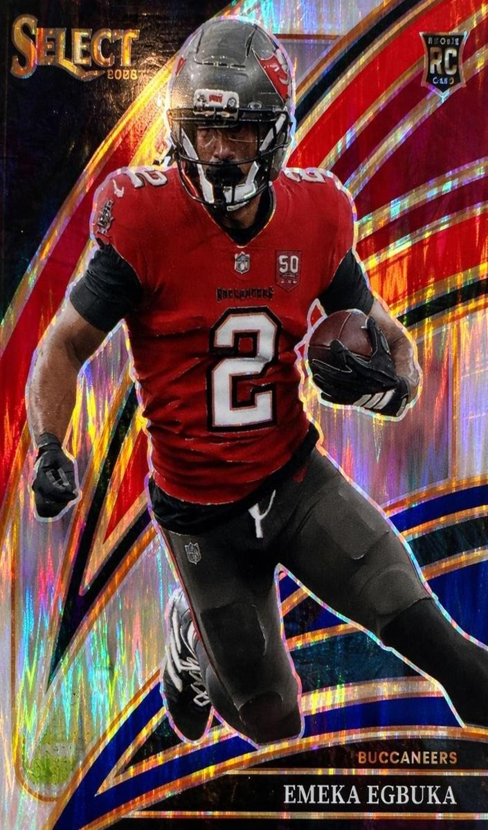 2025 Panini Select Football Red and Blue Shock Emeka Egbuka #237