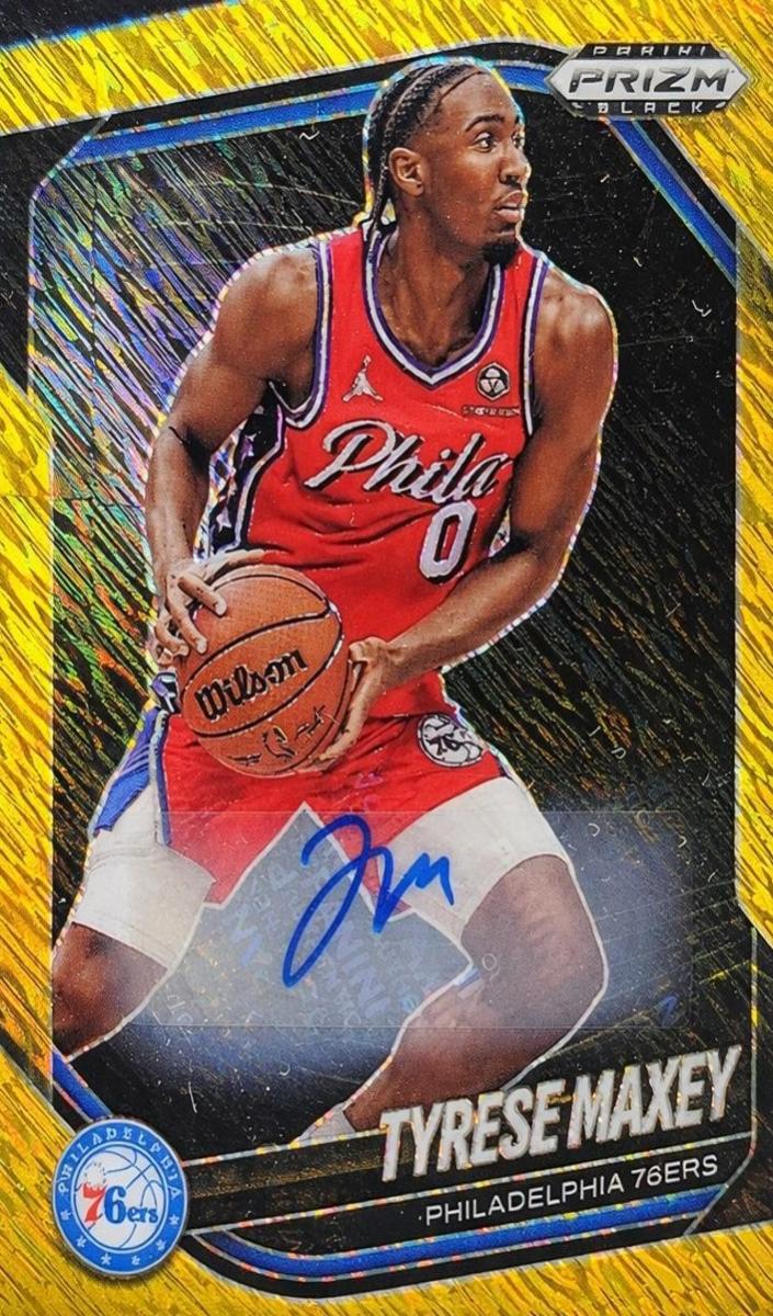 2024 Panini Prizm Black Basketball Gold Shimmer FOTL Tyrese Maxey #89