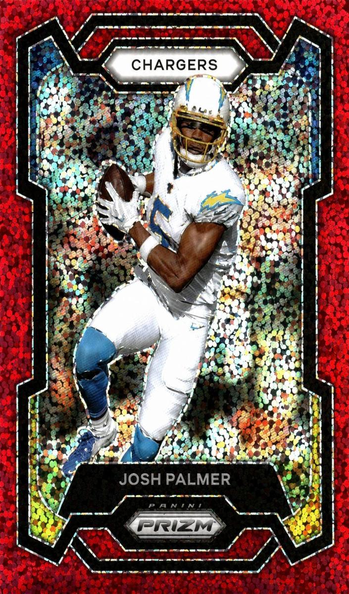 2023 Panini Prizm Football Red Sparkle Josh Palmer #154 PSA 9