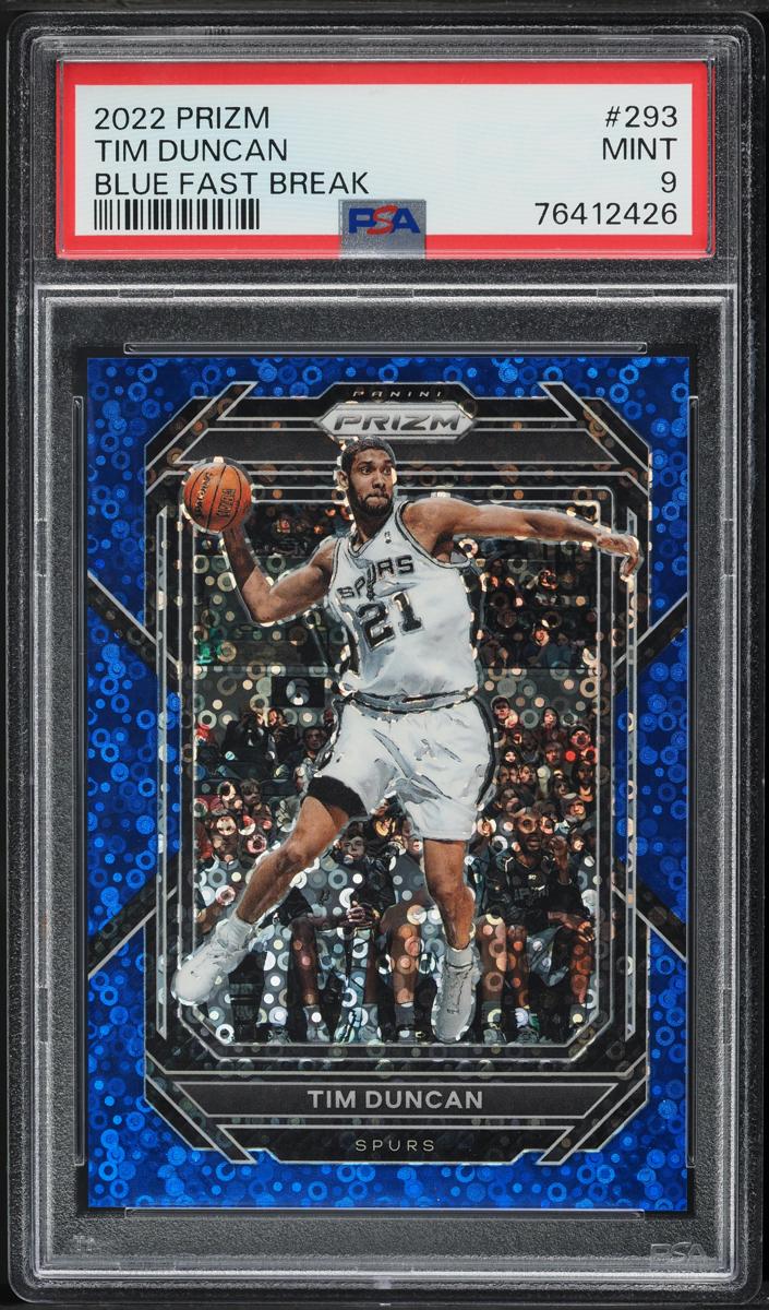 2022 Panini Prizm Basketball Fast Break Blue Tim Duncan #293 PSA 9