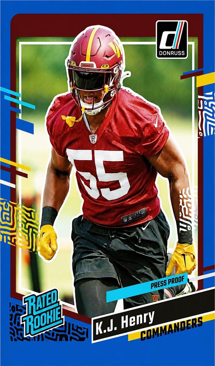 2023 Panini Donruss Football Press Proof Blue K.J. Henry #400