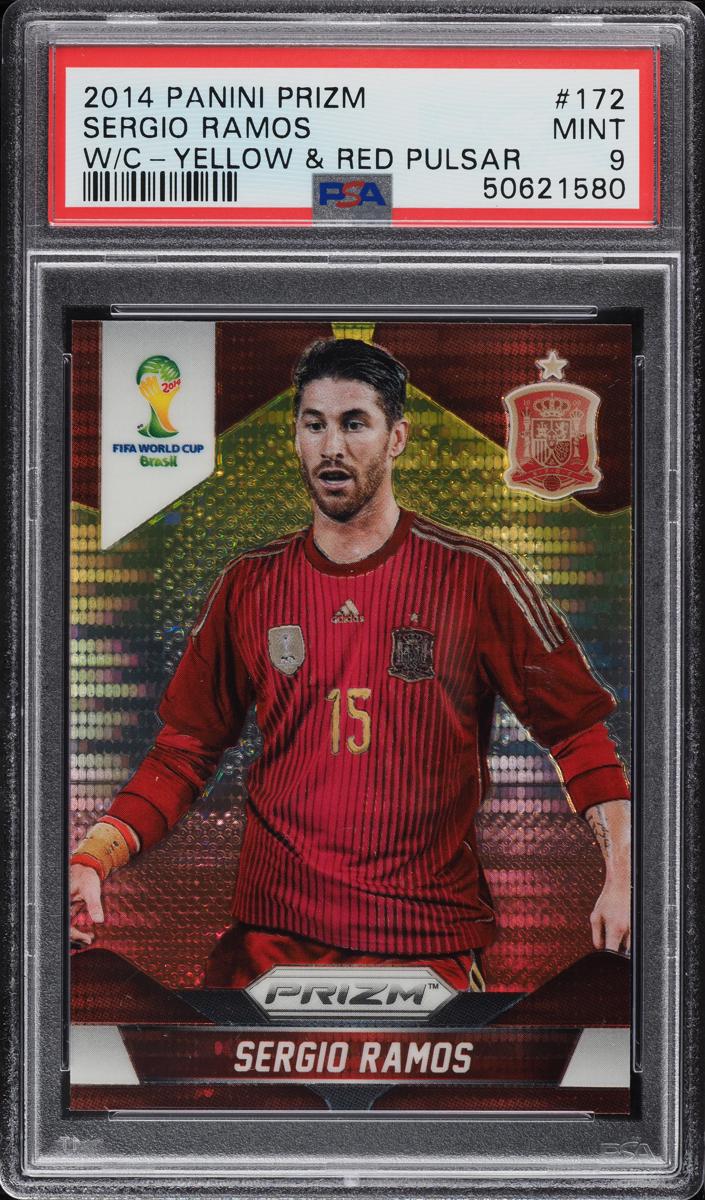 2014 Panini Prizm World Cup Soccer Yellow and Red Pulsar Sergio Ramos #172