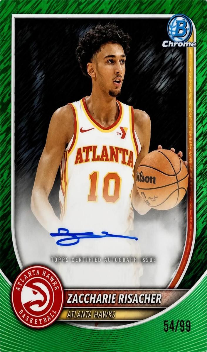 2025 Bowman Basketball Green Shimmer Refractor Zaccharie Risacher #BCA-ZR