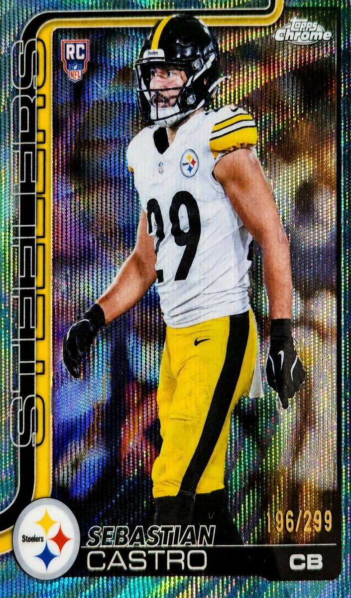2025 Topps Chrome Football Teal Wave Refractor Sebastian Castro #370