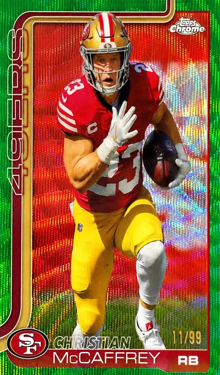 2025 Topps Chrome Football Green Wave Refractor Christian McCaffrey #263