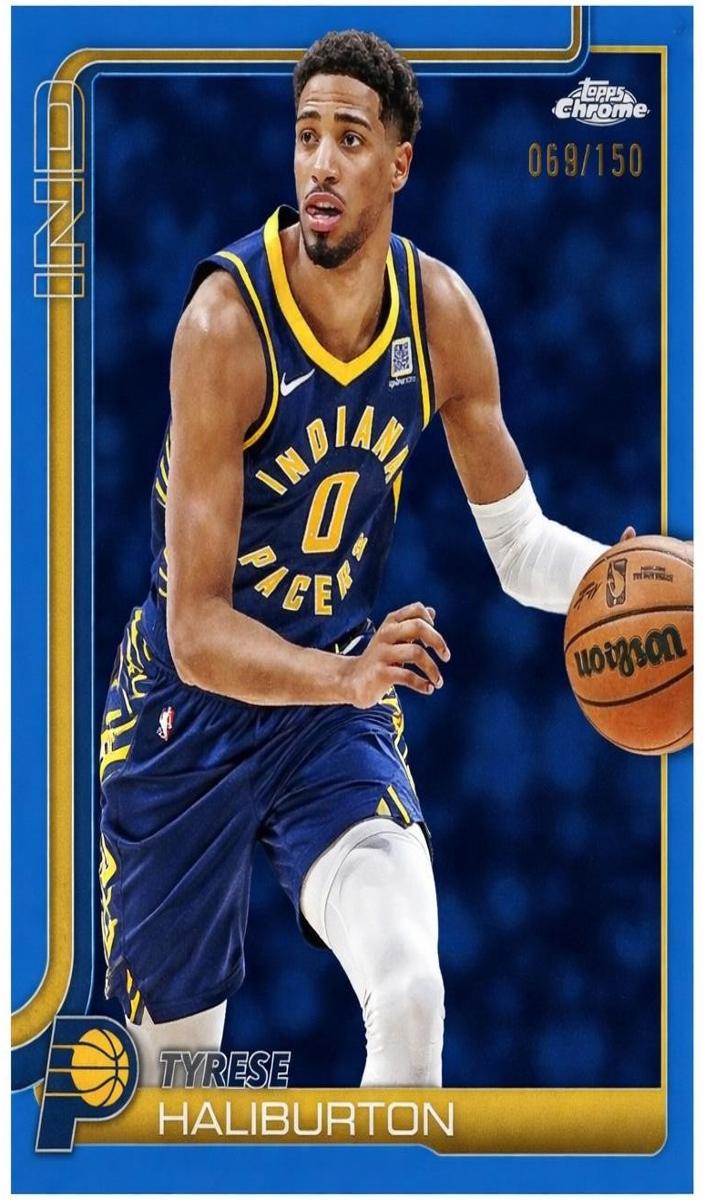 2025 Topps Chrome Basketball Blue Refractor Tyrese Haliburton #3