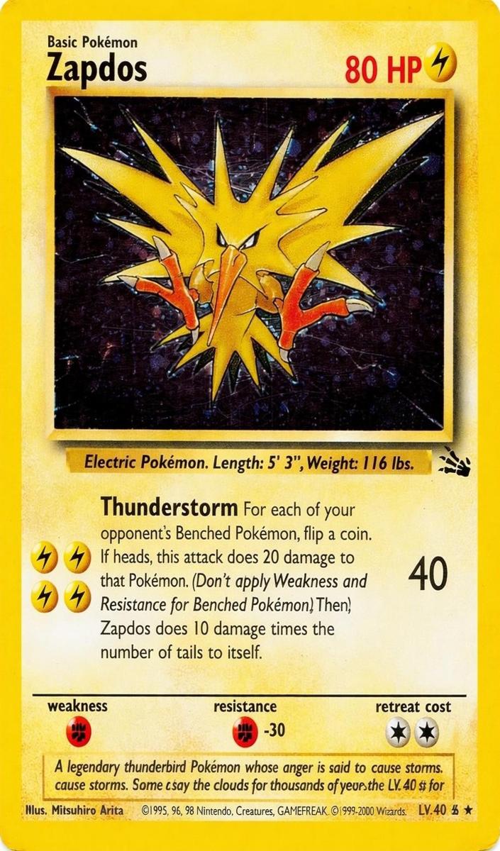 1999 Pokemon Fossil Cosmos Thunderstorm Deck Zapdos #15 PSA 10