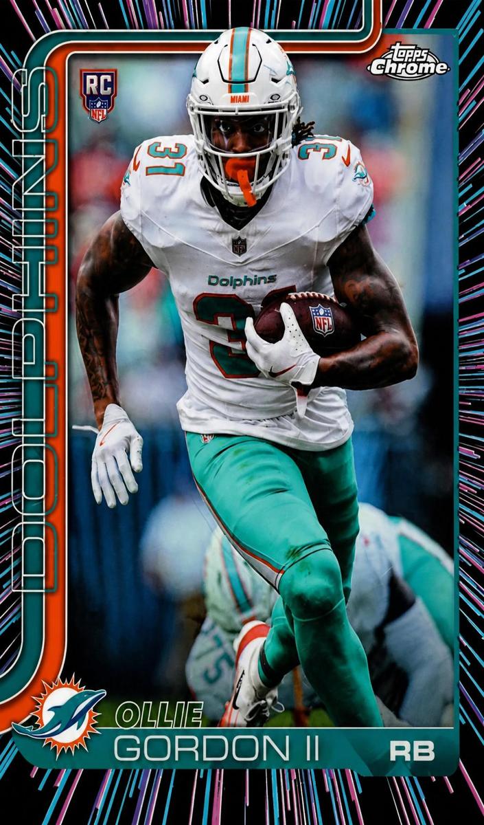 2025 Topps Chrome Football Neon Pulse Refractor Ollie Gordon II #327 PSA 9
