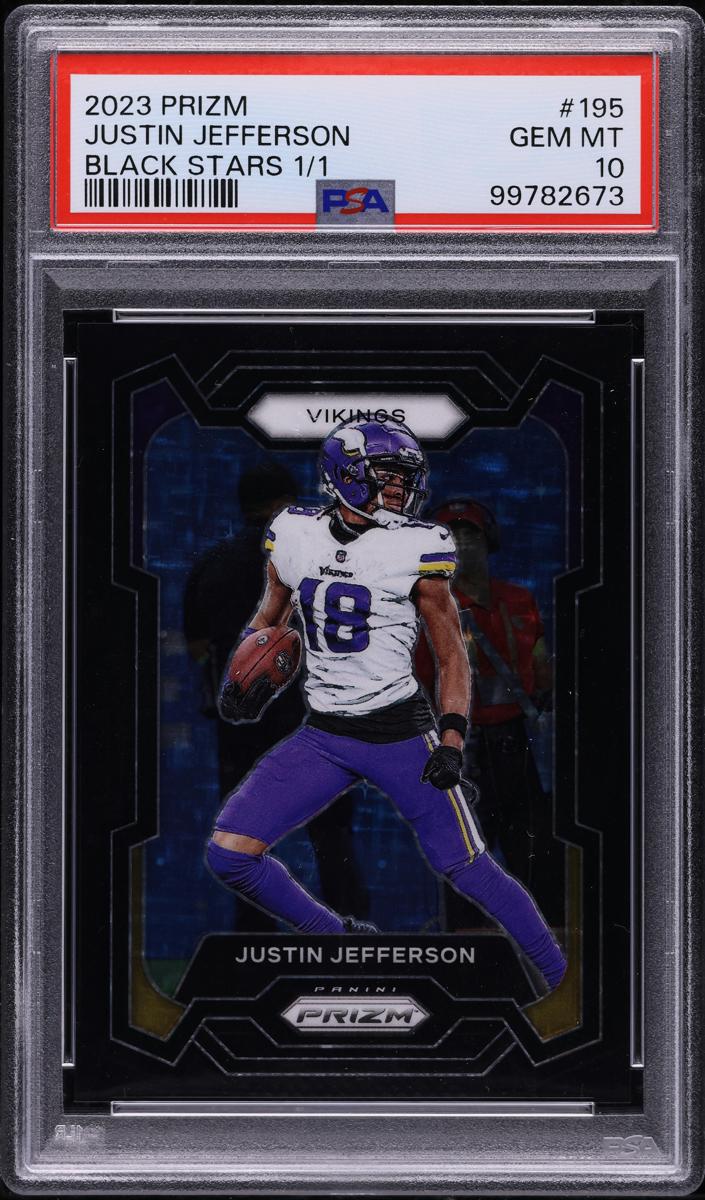 2023 Panini Prizm Football Black Stars Justin Jefferson #195 PSA 10