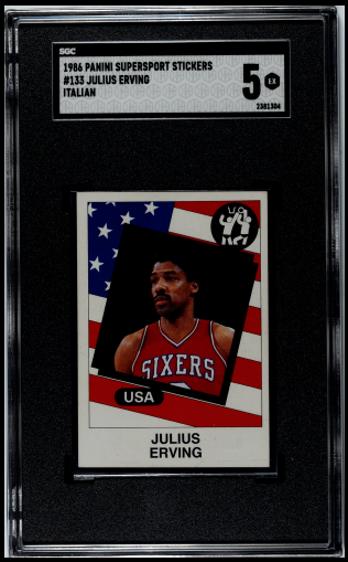 1986 Panini Supersport Stickers Basketball Julius Erving #133 SGC 4.5