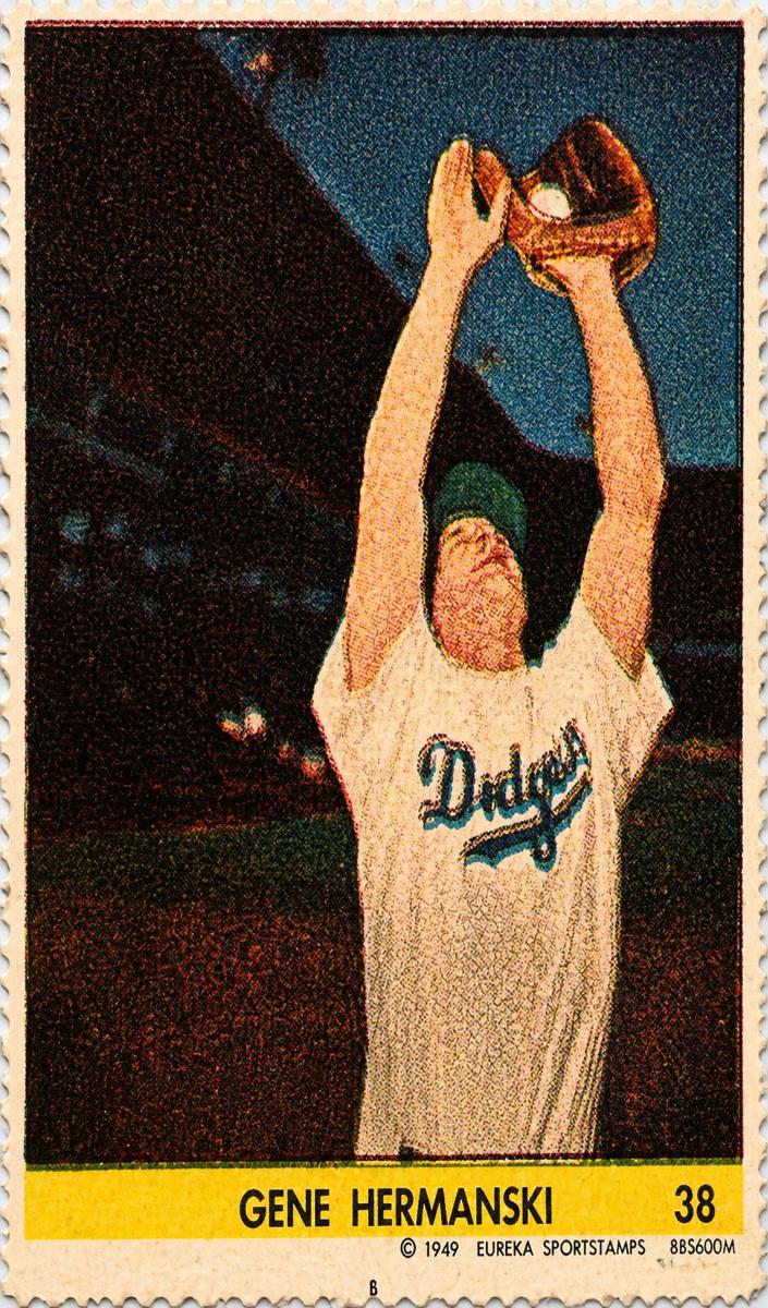 1949 Eureka Sportstamps Baseball Gene Hermanski #38 PSA 8