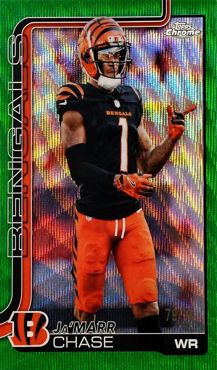2025 Topps Chrome Football Green Wave Refractor Ja'Marr Chase #58