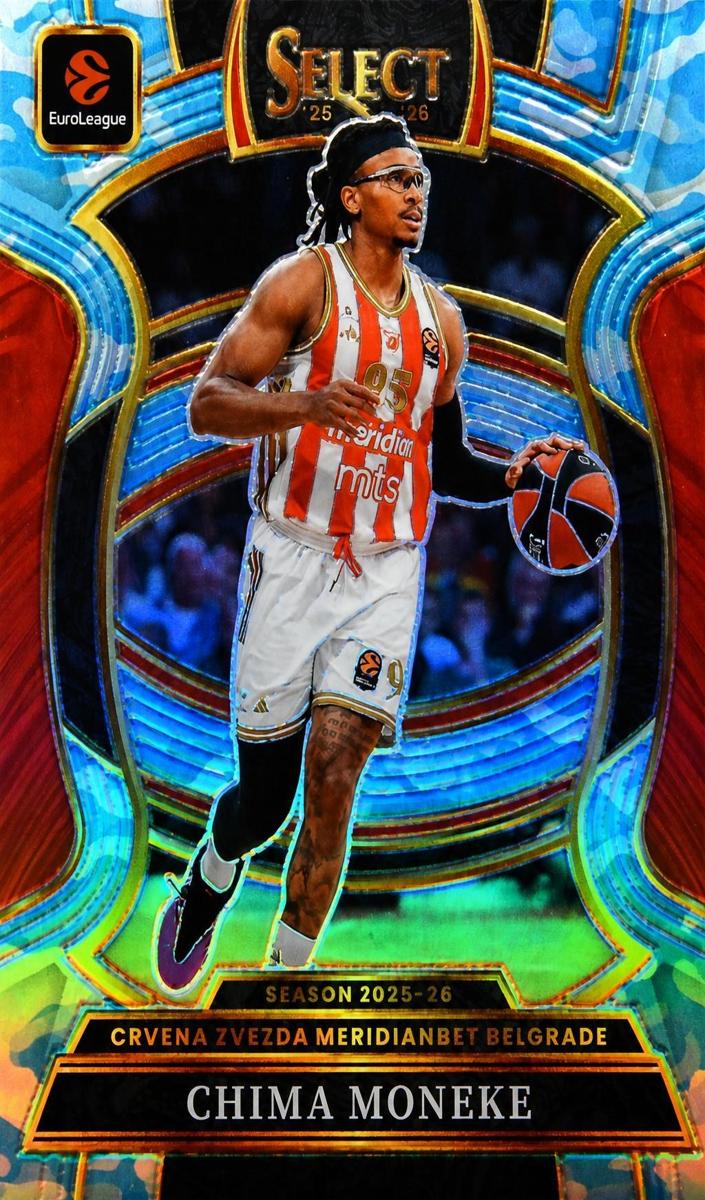 2025 Panini Select EuroLeague Basketball Blue Camo Chima Moneke #65