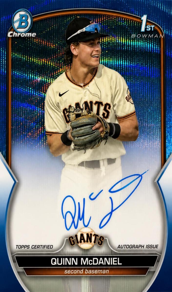 2023 Bowman Draft Chrome Baseball Blue Wave Quinn McDaniel #CDA-QMC PSA 10