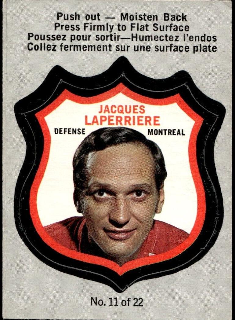 1972 O-Pee-Chee Players Crests Hockey Jacques Laperriere #11