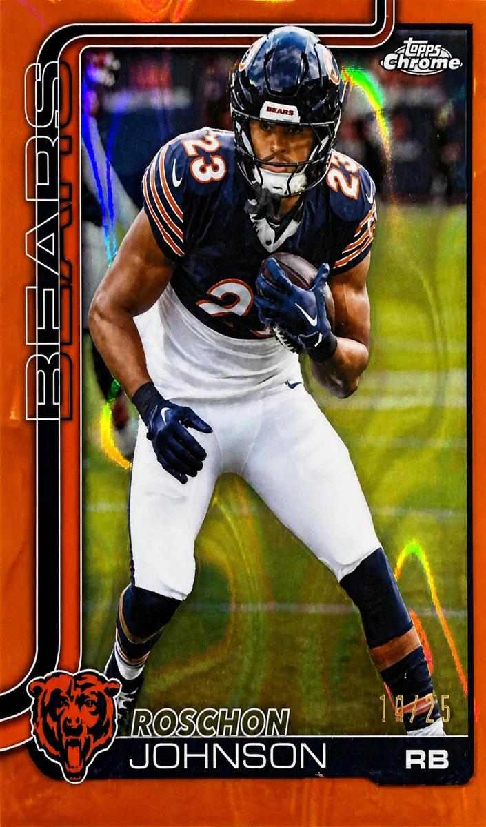 2025 Topps Chrome Football Orange Wave Refractor Roschon Johnson #55